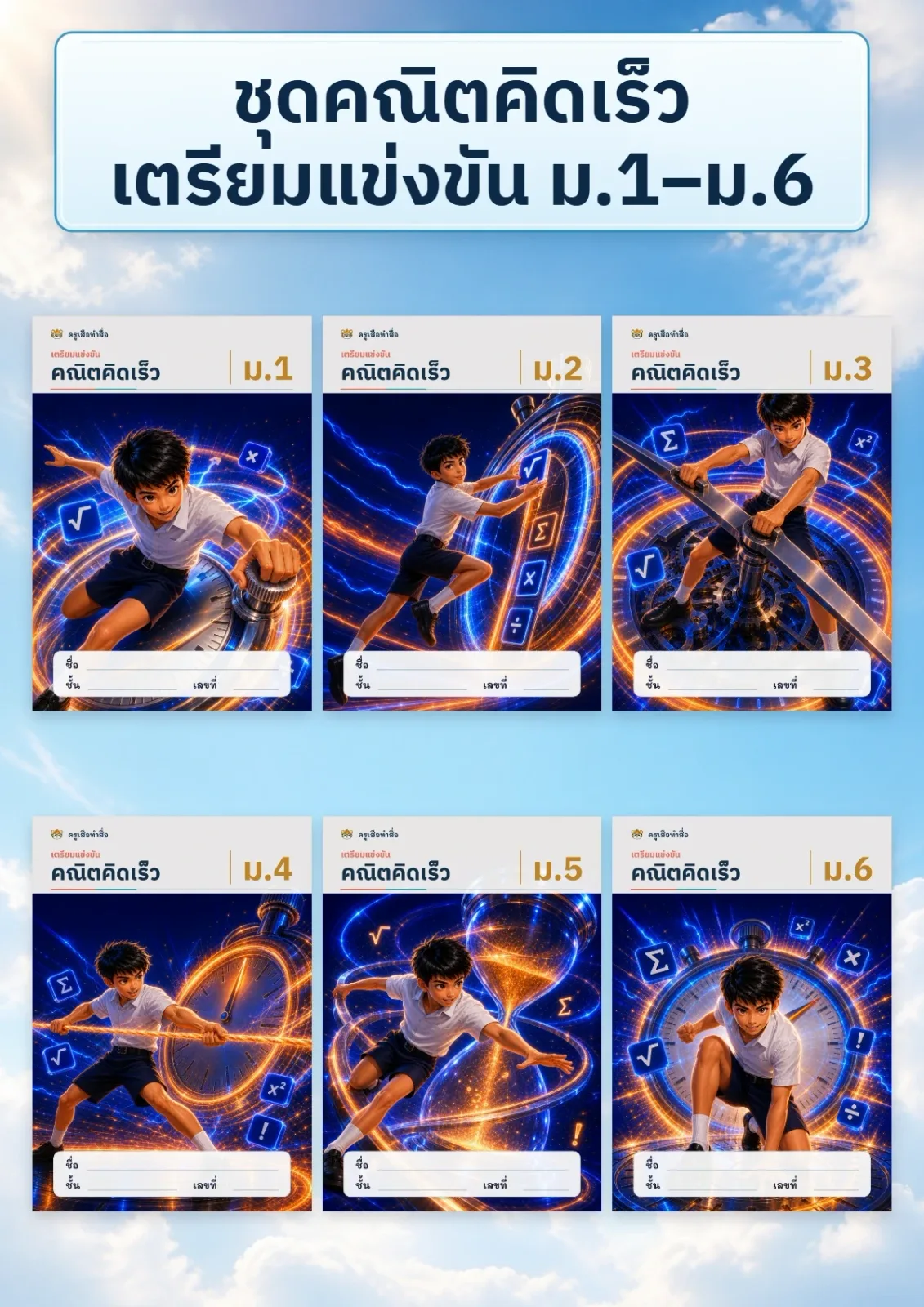 หน้าปก ชุดคณิตคิดเร็ว เตรียมแข่งขัน ม.1–ม.6