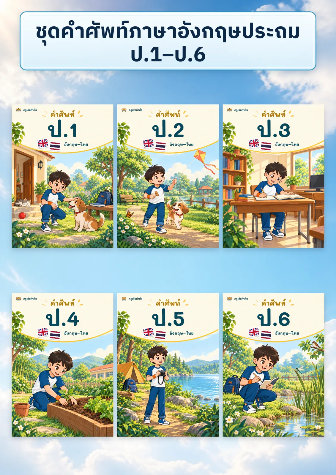 หน้าปก ชุดคำศัพท์อังกฤษ ป.1–ป.6