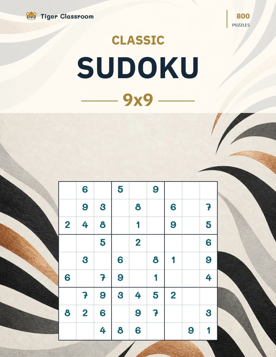 Classic Sudoku 9x9: 800 Printable Puzzles with Answers printable product cover