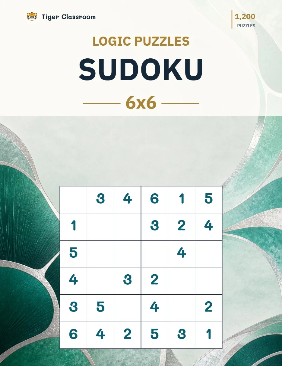 Classic Sudoku 6x6: 1,200 Printable Puzzles with Answers printable product cover