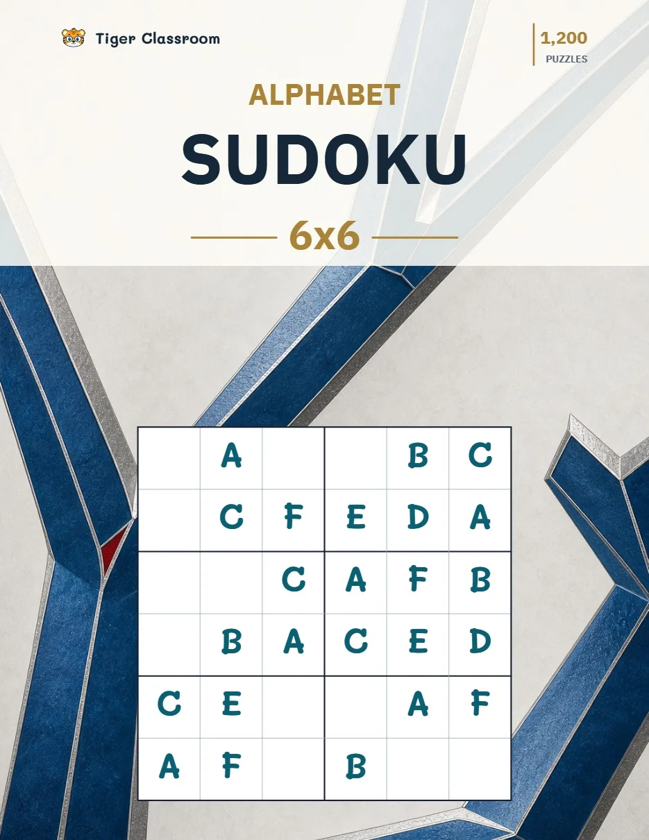 Alphabet Sudoku 6x6: 1,200 Printable Puzzles with Answers