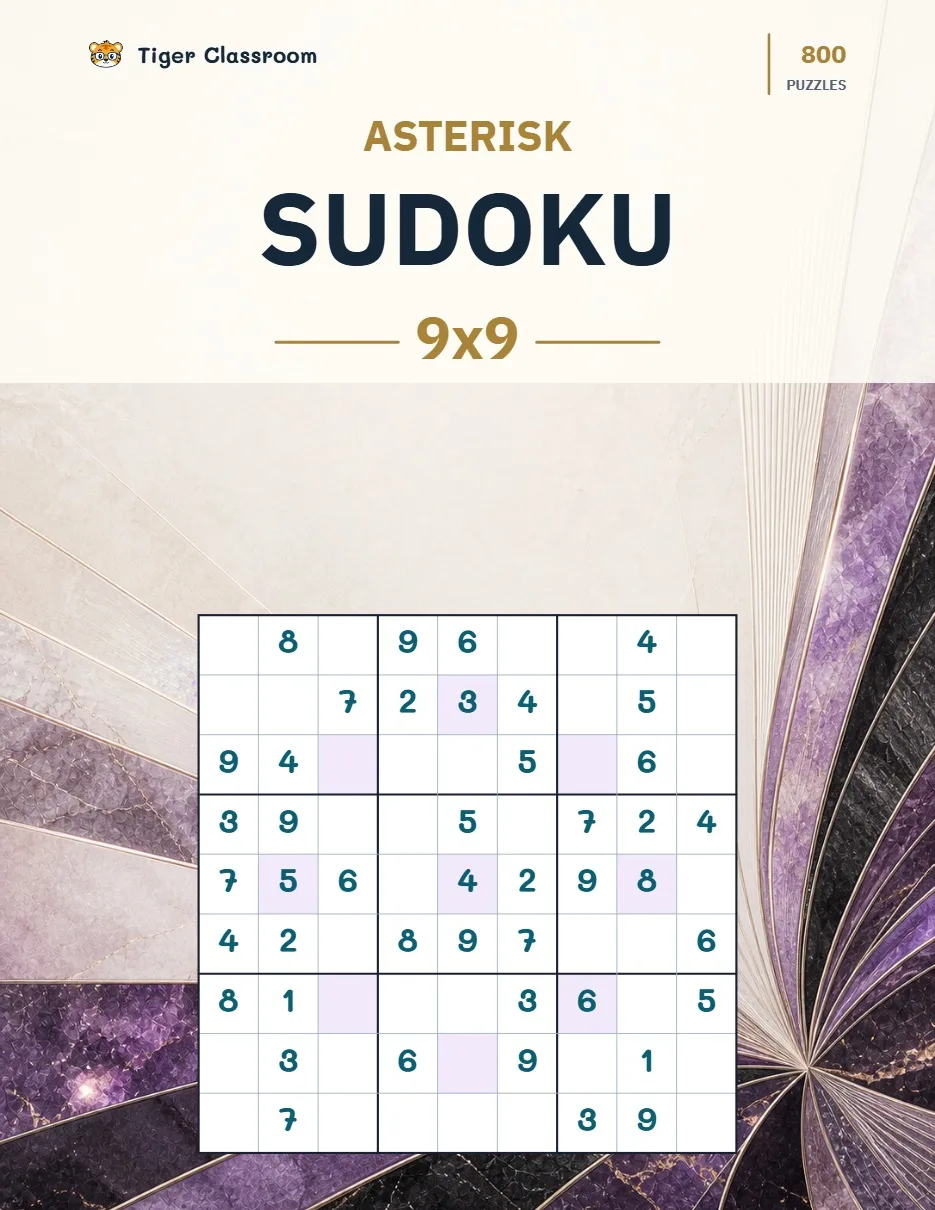 Asterisk Sudoku 9x9: 800 Printable Puzzles with Answers