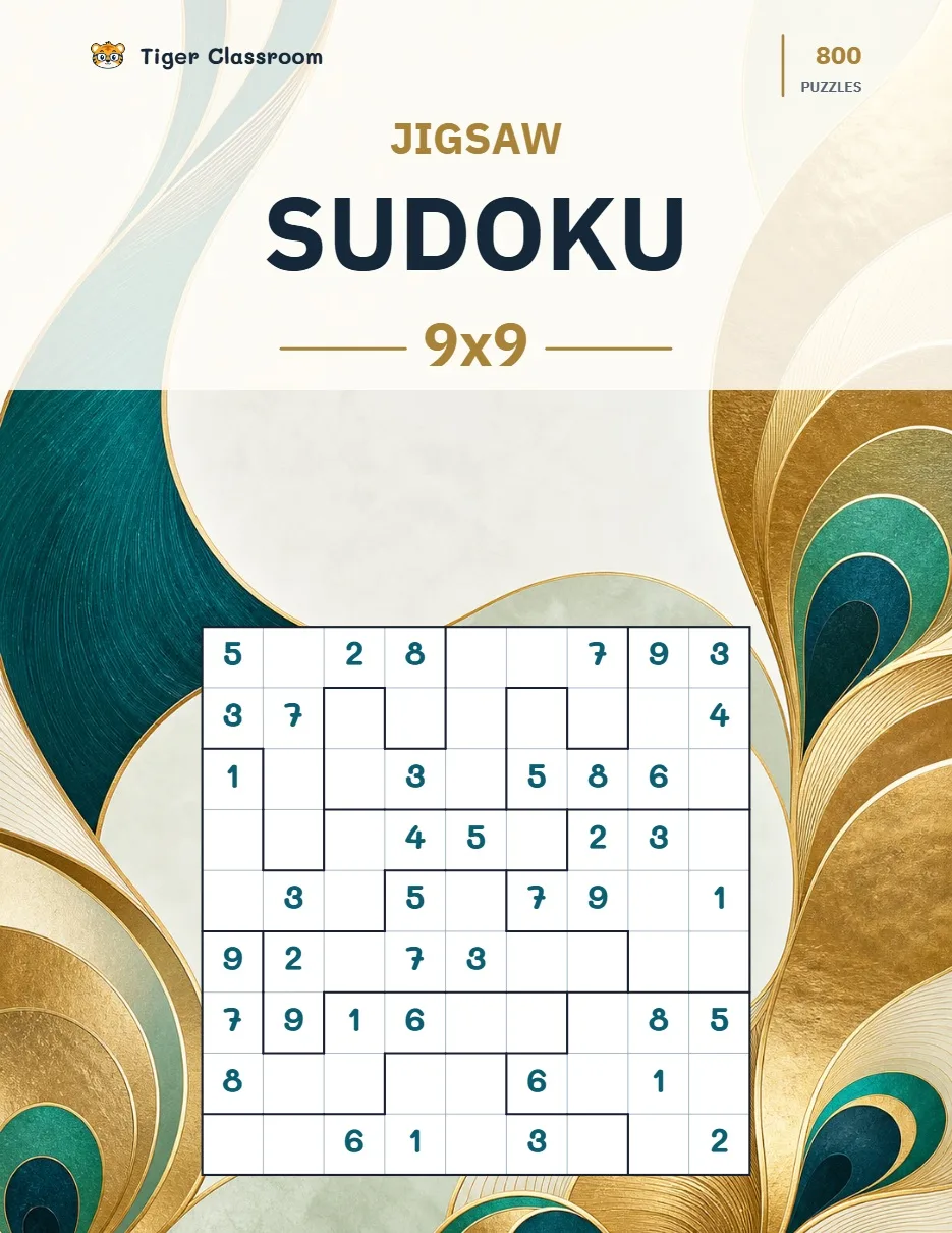 Jigsaw Sudoku 9x9: 800 Printable Puzzles with Answers printable product cover