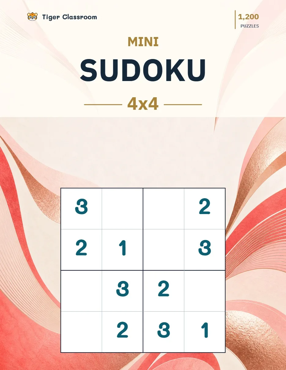 Mini Sudoku 4x4: 1,200 Printable Puzzles with Answers printable product cover