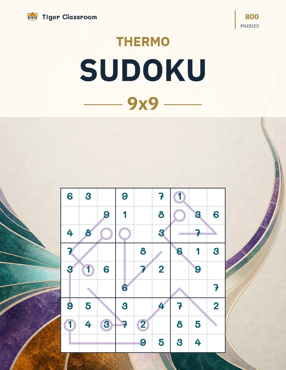Thermo Sudoku 9x9: 800 Printable Puzzles with Answers printable product cover