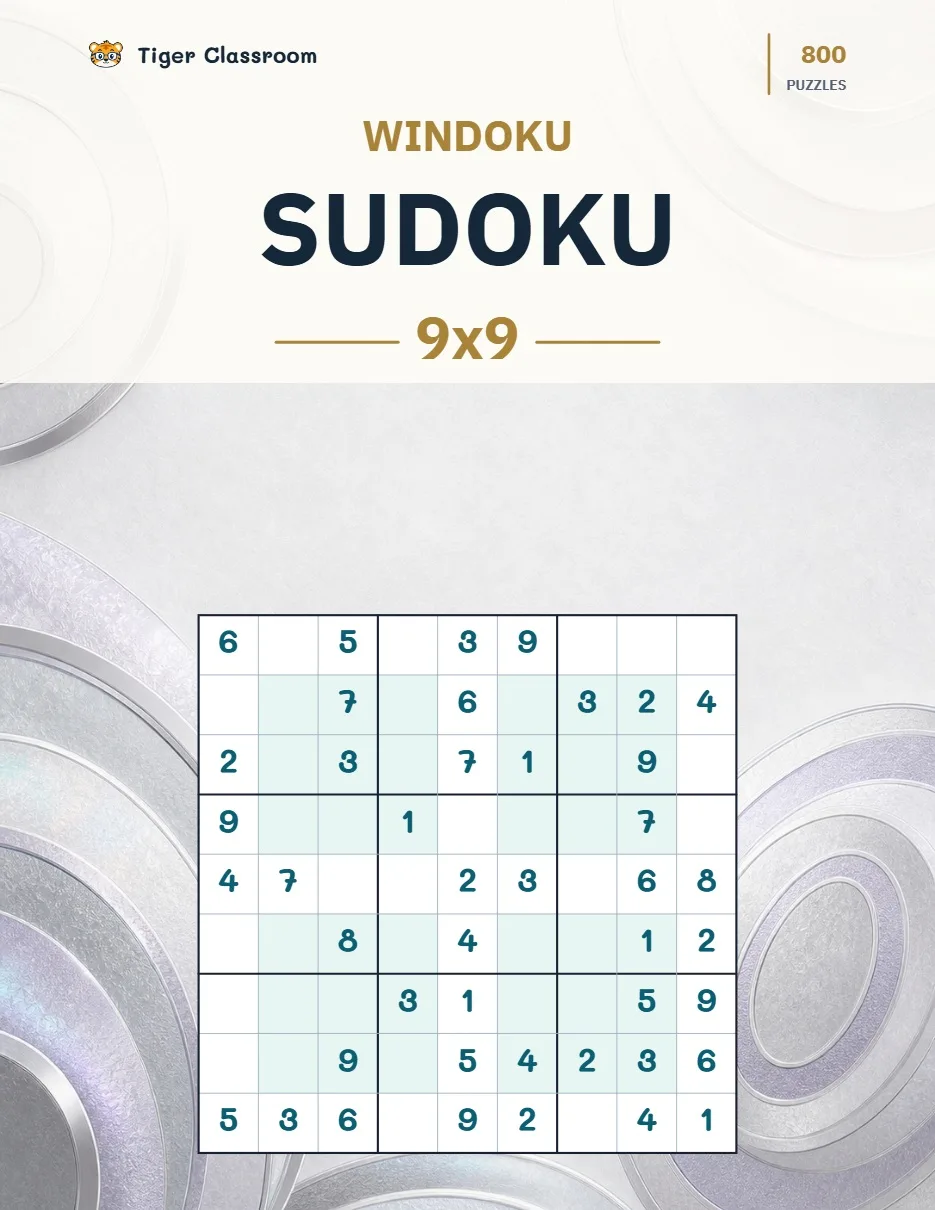 Windoku Sudoku 9x9: 800 Printable Puzzles with Answers printable product cover