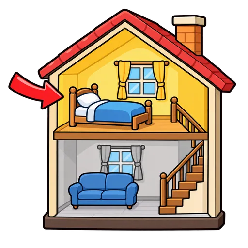 upstairs